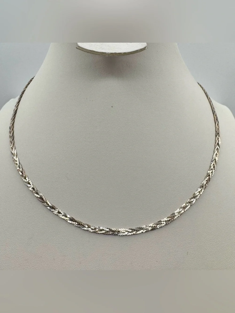 Elegant Vior Sterling Silver Multi Strand Woven Chain Necklace 15.5”